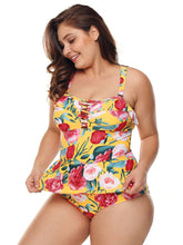 Traje de baño de una pieza con estampado floral Plus